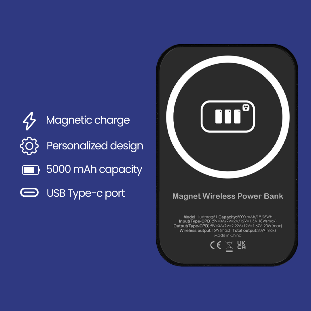 POWERBANK MAGSAFE - BLUE BUTTERFLIES 2